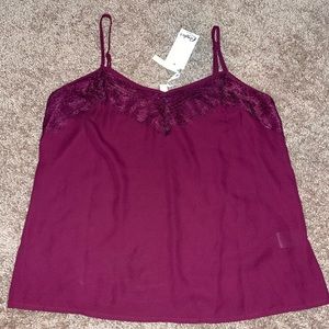 Plum cami top with lace